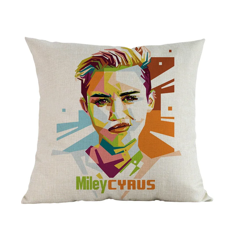 Miley Cyrus Поп-арт стиль голливудские звезды музыкант Курт Кобейн Аврил Скарлетт брэппитт Подушка с изображением Монро Чехол Украшение Дома Наволочка - Цвет: Miley Cyrus