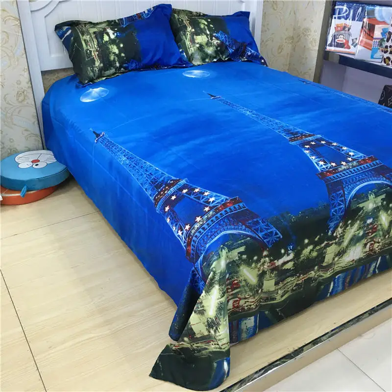 3D высокое качество текстиль Парижская Ночь Синий геометрический узор 4 шт