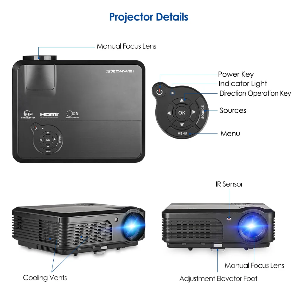 A6AB ЖК светодиодный проектор Android WiFi Bluetooth домашний кинотеатр Беспроводная