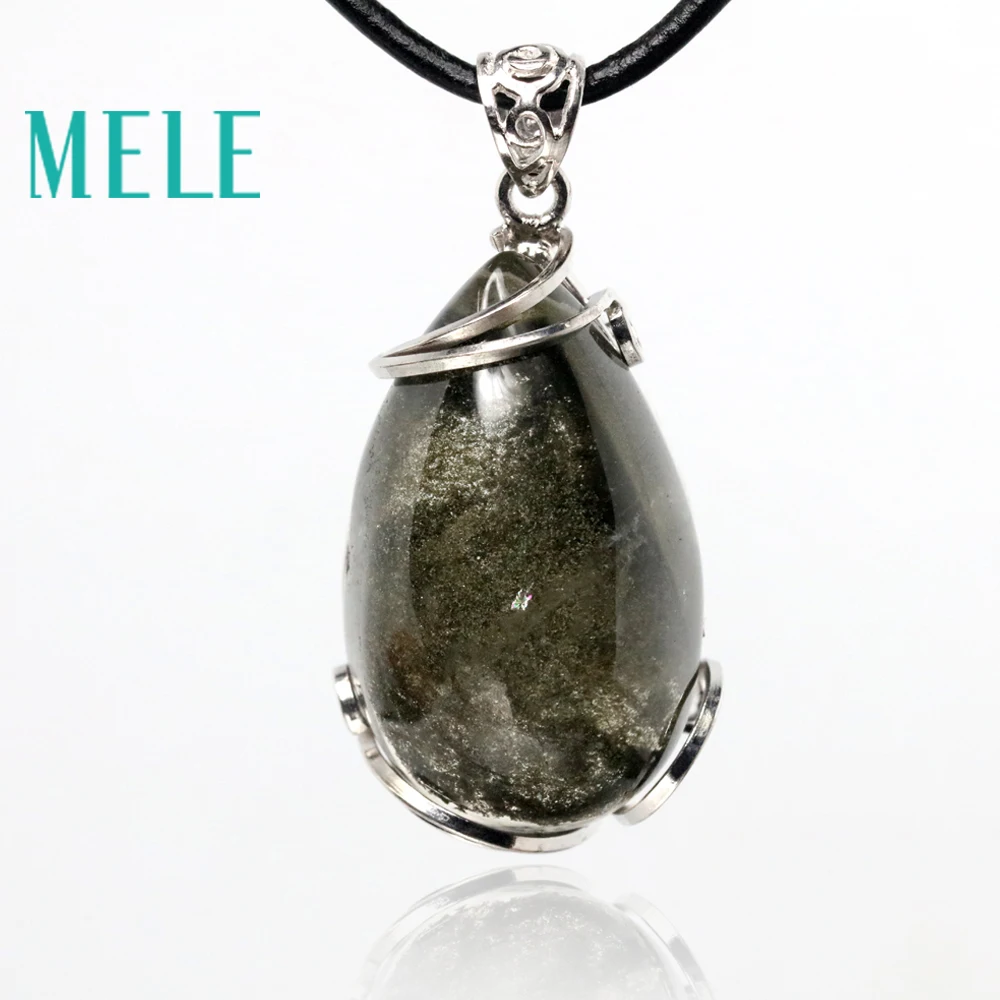 MELE natural green ghost phantom garden crystal pendants for women and man 20X33mm water drop good pervious Anti fatigue | Украшения и