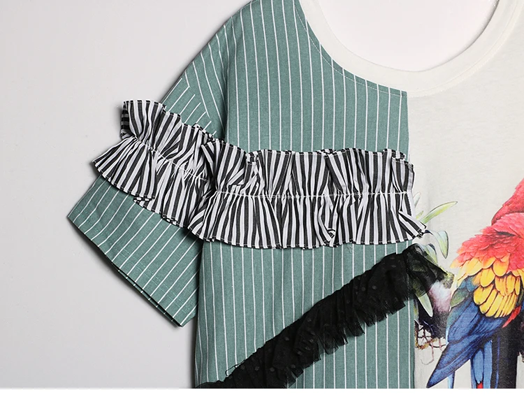 Лето Асимметричный в полоску платье В лоскутном стиле для Для женщин пикантные