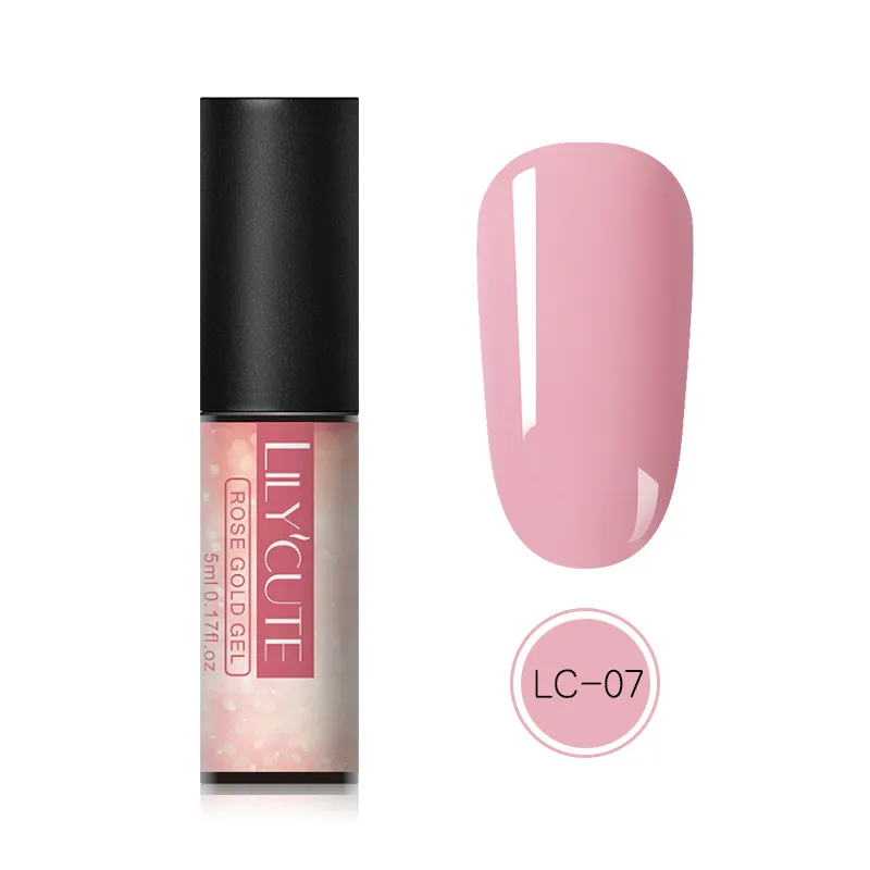 rose gold LC-07 LILYCUTE, 5 мл, цветной УФ-гель, голографические блестки, полуперманентный Гель-лак для нейл-арта, лак - Цвет: rose gold LC-07