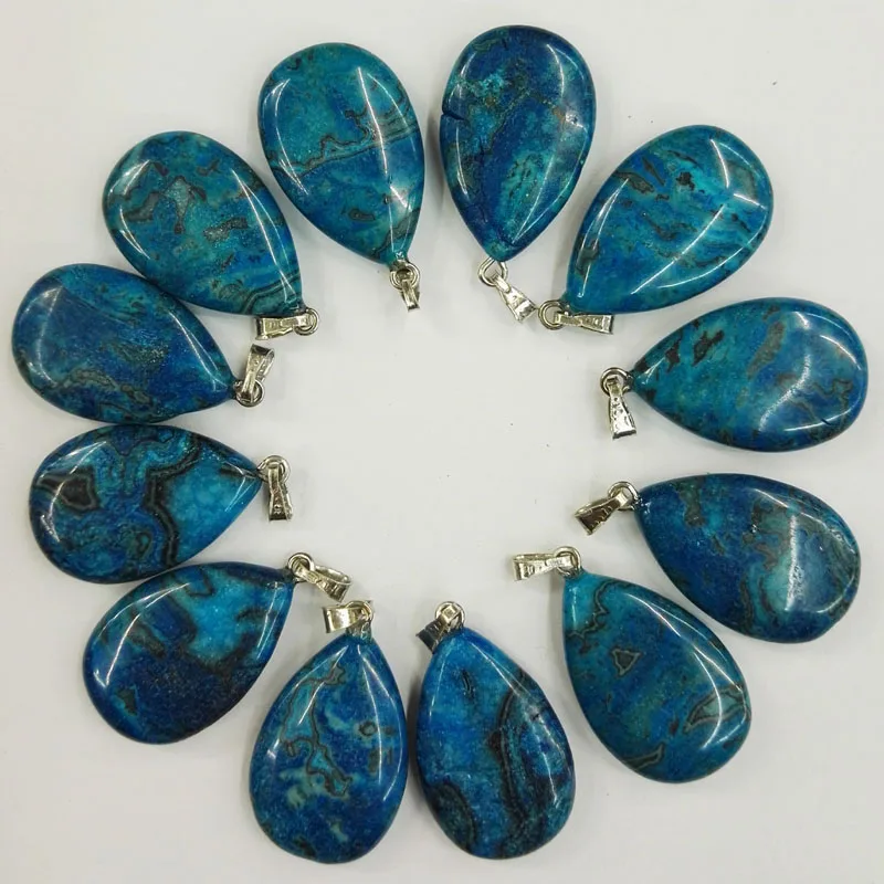 Оптовая продажа модных подвесок с голубым ониксом и кристаллом в форме капли