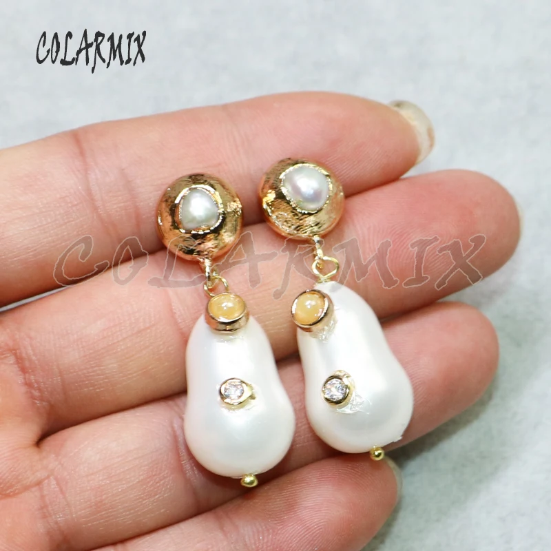 5 пар серьги с натуральным жемчугом в виде раковины капли оптовая продажа