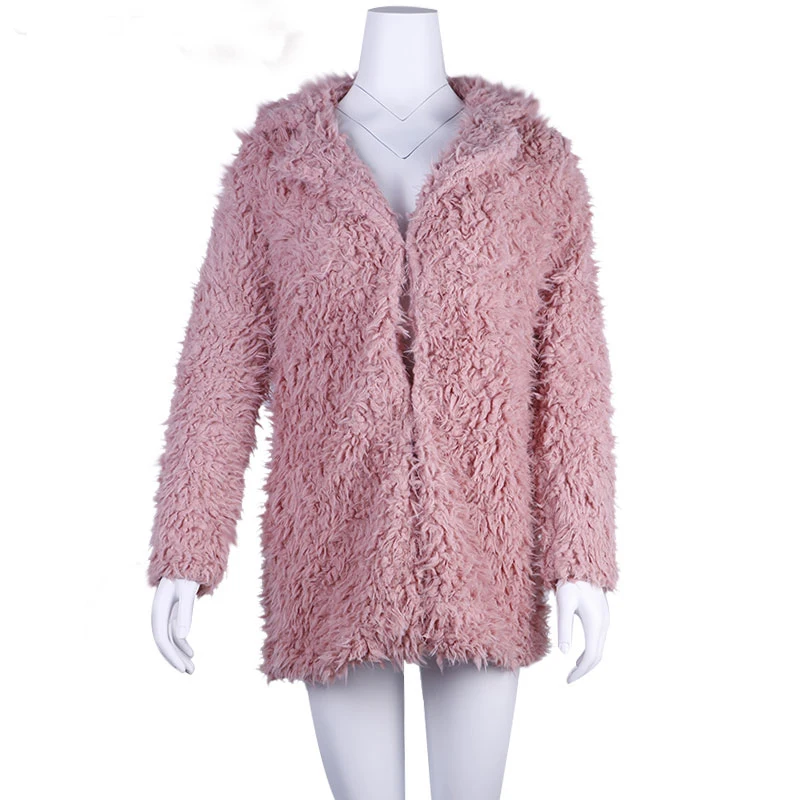 

Winter Women Fluffy Soft Faux Fur Coat Jacket Female Thick Warm Lamb Wool Overcoat Long Sleeve Cardigan Outwear Casaco Plus Size