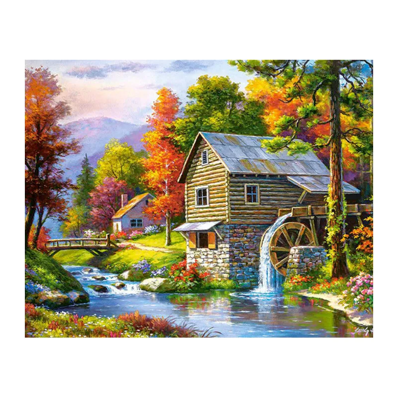 Алмазная картина деревенский дом пейзаж 5D полностью квадратная смола алмазная