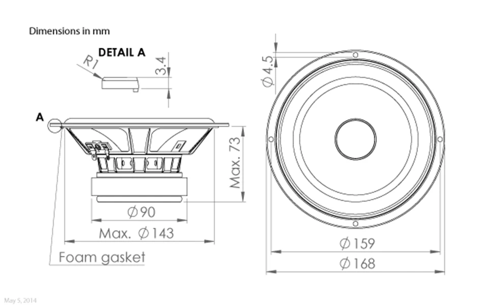 HF-118 HiFi Speakers 6.5 Inch die cast frame/chassis Glass Fibre Cone Mid Woofer speaker driver unit WF168WA05 4ohm 91dB