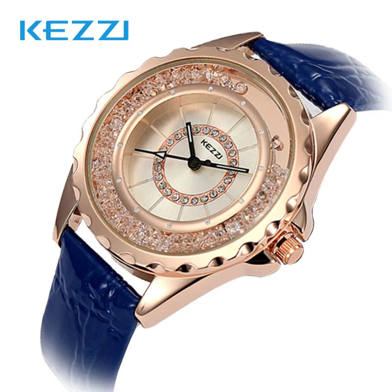 Оптовая KEZZI роскошный кожаный ремешок Для женщин часы diamond Часы