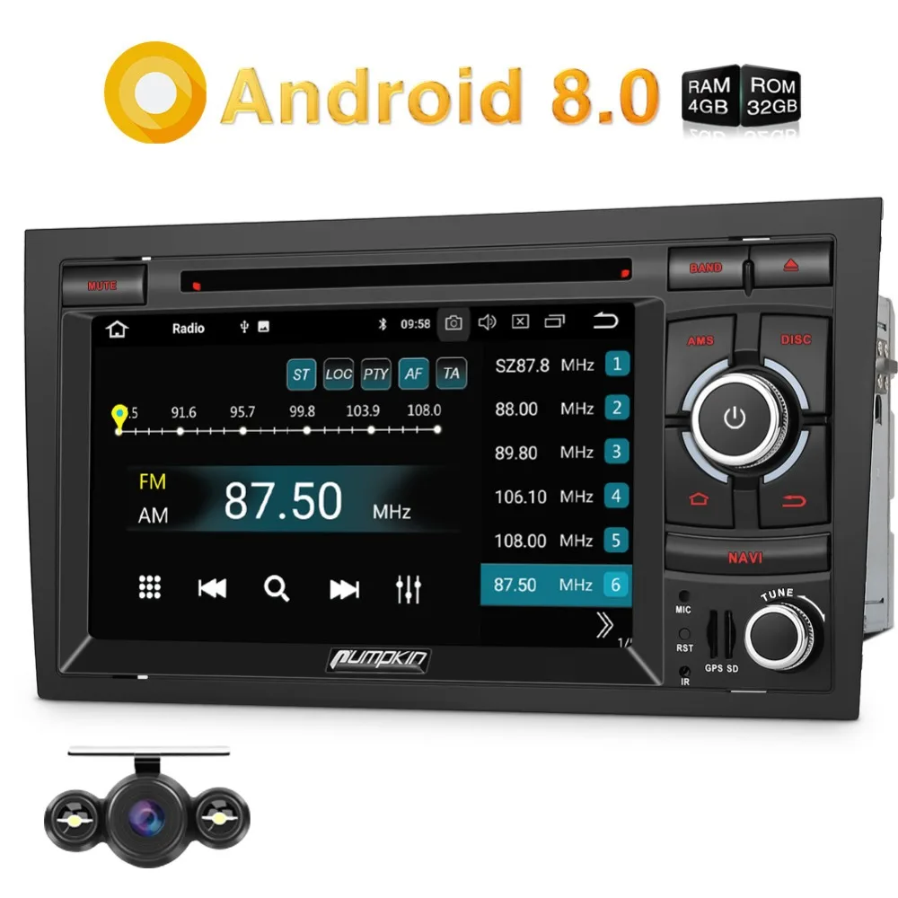 Pumpkin 2 Din7 &quotAndroid 8 0 автомобильный DVD мультимедийный плеер Восьмиядерный 4G RAM 32G ROM