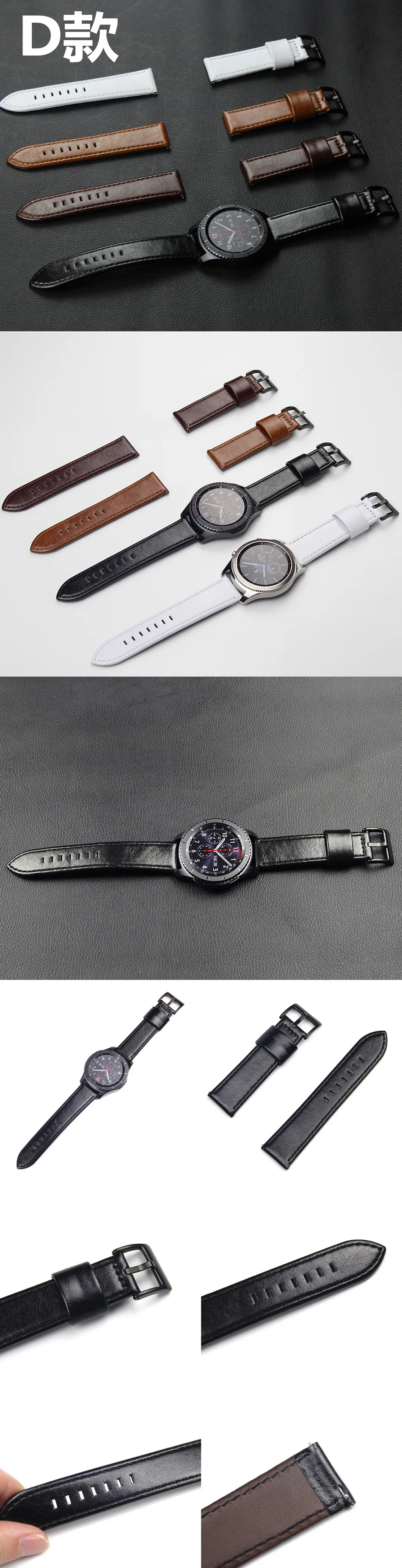 Хохлатый ремешок из натуральной кожи для samsung gear S3 Frontier/классический galaxy watch 46 мм ремешок Смарт-часы браслет ремешок 22 мм