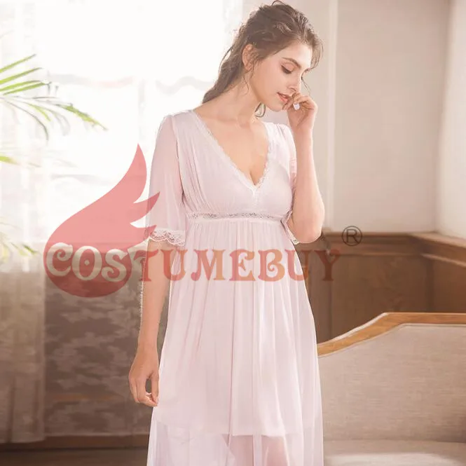Costumebuy, женское винтажное викторианское белое платье, сорочка в средневековом стиле, одежда для сна, кружевная ночная рубашка, платье принцессы, домашняя одежда