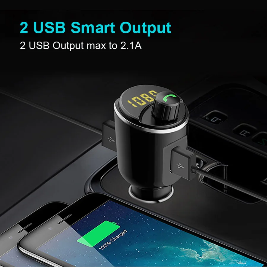 XCGaoon Bluetooth автомобильный комплект гарнитуры FM-передатчик MP3 музыкальный плеер 5 в 2