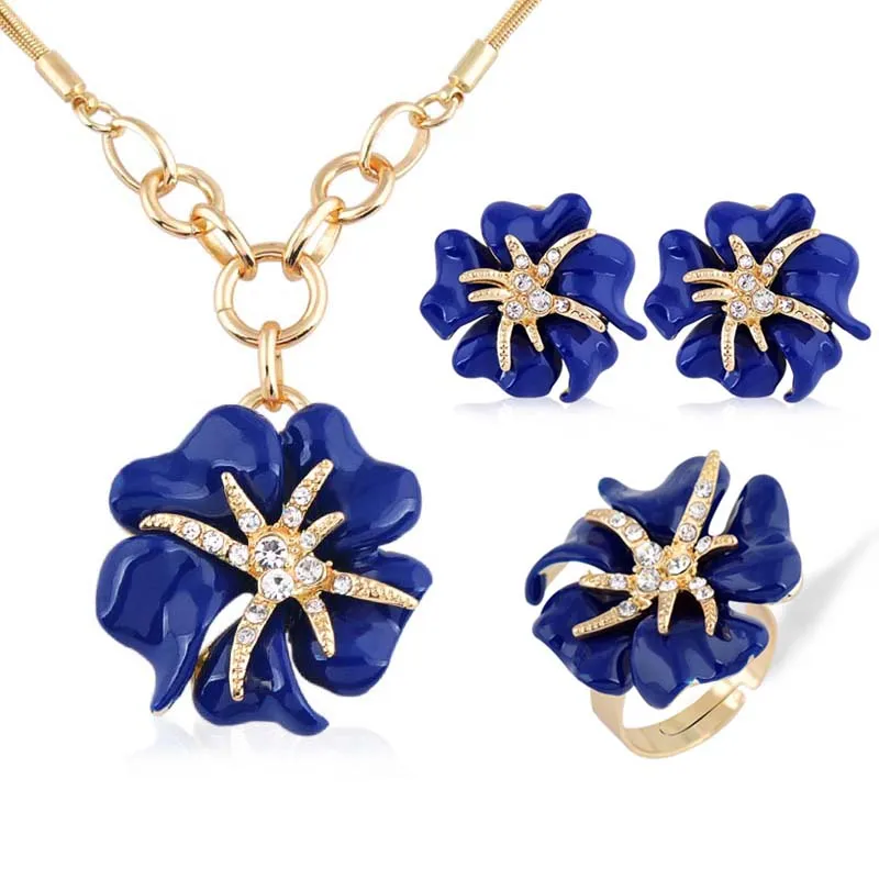 Европейская и американская мода 3p Золотая большая Роза Стразы ювелирные наборы