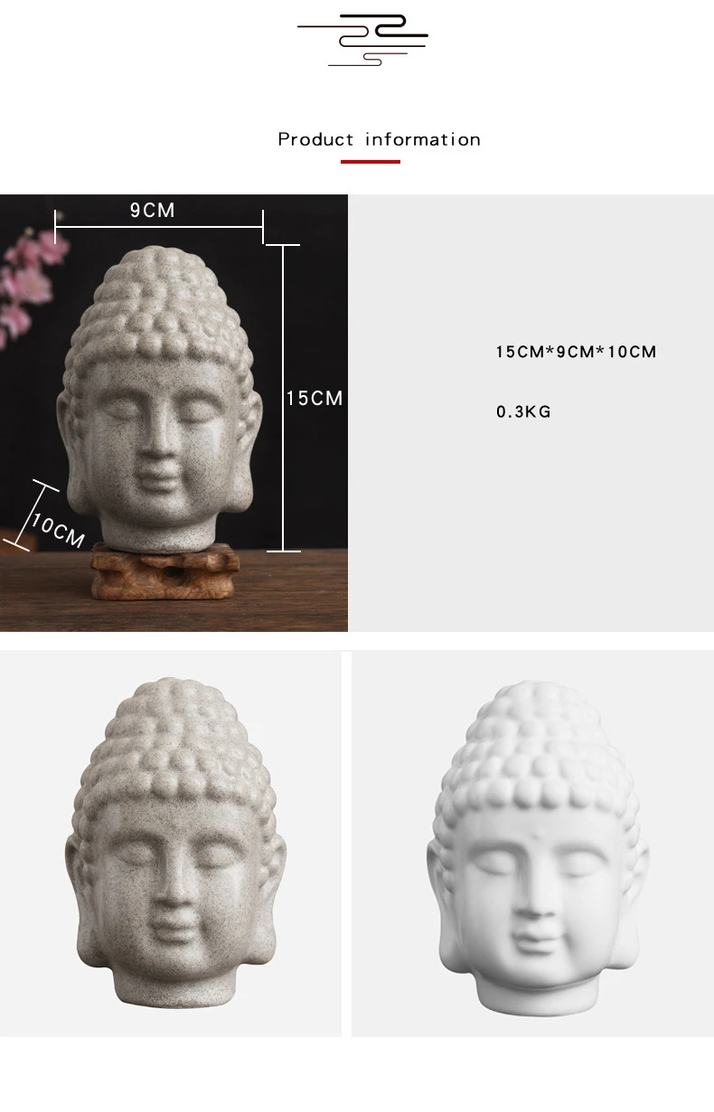 VILEAD 15 см песчаник белая статуя головы Будды Смола индийская религиозная Статуэтка головы Будды таиландский Будда статуэтки домашний декор