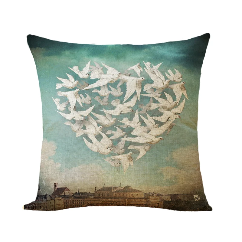 Наволочка с рисунком для девочек модный стиль квадратная хлопковая льняная