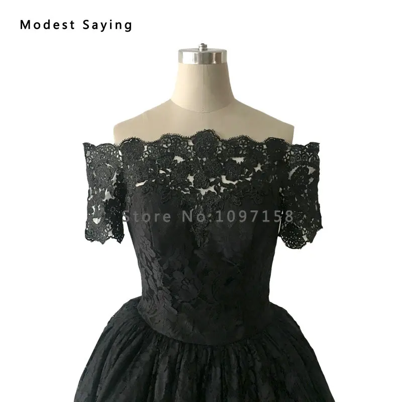 Готический стиль ведьмы черные вечерние платья с высокой передней и низкой