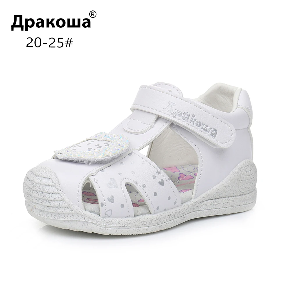 Apakowa/летние детские сандалии для маленьких девочек; модные блестящие туфли принцессы в горошек на плоской подошве с супинатором; европейские размеры 20-25
