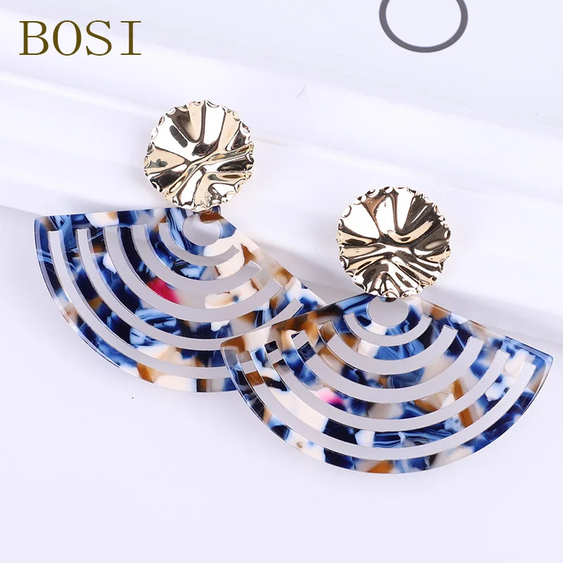 Boho полукруг Акриловые леопардовые серьги для женщин Смола Мода уксусная кислота ювелирные изделия металлические геометрические серьги-капельки заявление