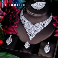 hibride luxury big necklace earring ring bangle cubic zircon jewelry sets for women bridal wedding accessories jewelry n 777