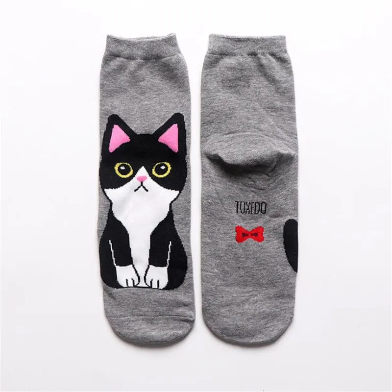 Модные забавные женские носки с объемным рисунком кота Kawaii, счастливые носки до щиколотки с рисунком из мультфильма, милые носки с животными на зиму и весну для девочек, женские носки в стиле Харадзюку