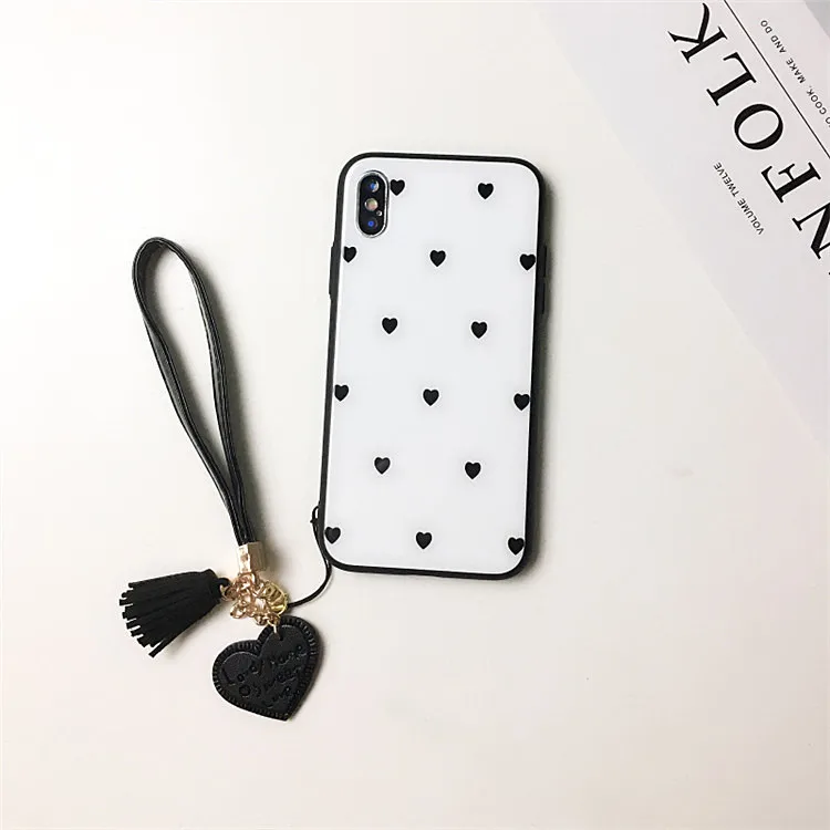 BONVAN закалённое Защитное стекло чехол Xiaomi mi 6x A2 mi A1 case сердце любовь Жесткий чехол на ксиоми mi 5x A1 mi 6x кисточкой шнурки случай защиты чехлы на телефон