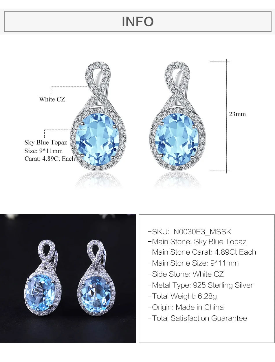 GEM'S BALLET, 9.78Ct, натуральный голубой топаз, серьги, хорошее ювелирное изделие, 925 пробы, серебро, элегантные серьги-гвоздики для женщин, бижутерия