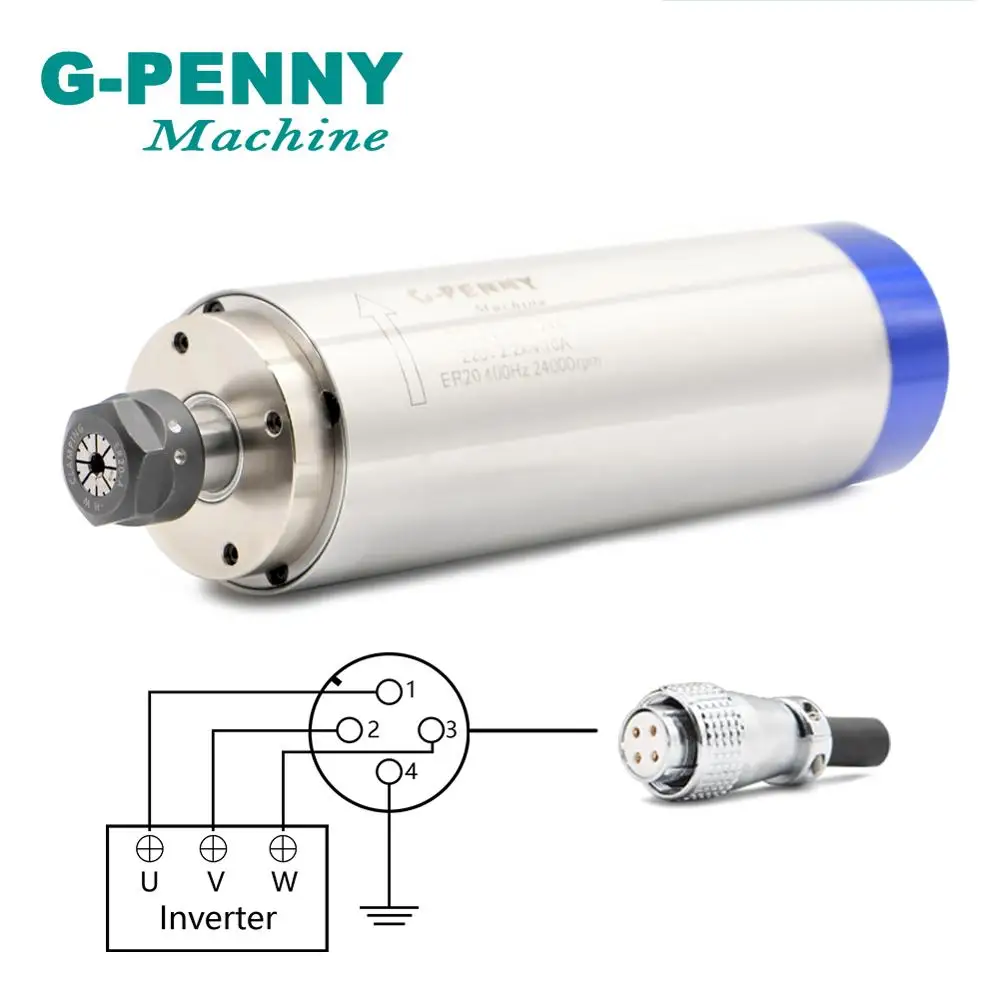 G-PENNY 2.2KW ER20 комплект шпинделя с водяным охлаждением мотор шпинделя водяного охлаждения и 2.2kw инвертор и 80 мм кронштейн шпинделя и 75 Вт водяной насос