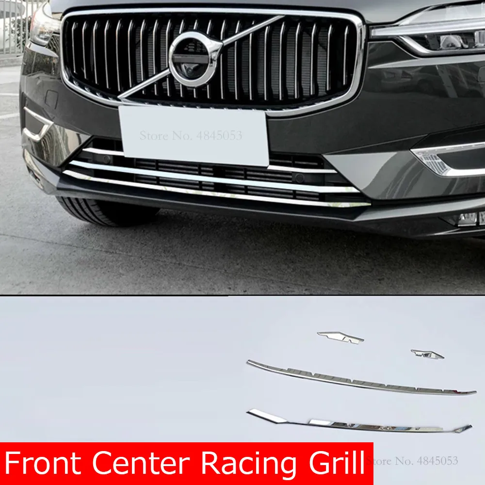 center racing grill AITWATT для Volvo XC60 XC 60 Нержавеющая сталь Передняя Центральная Нижняя гоночная решетка решетчатый каркас полосы передние полосы для бампера - Цвет: center racing grill