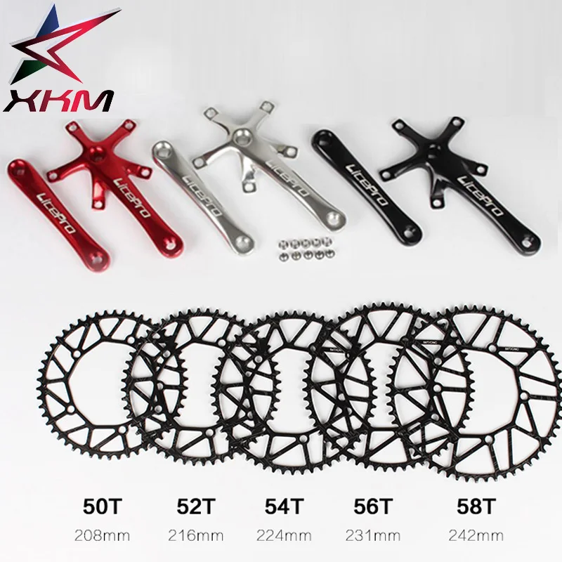 

Litepro CNC Lightweight Narrow Wide Single Wheel Chain Chainring 130BCD 50t / 52t /54t/56t/58t Chainwheel Brank Set 170mm