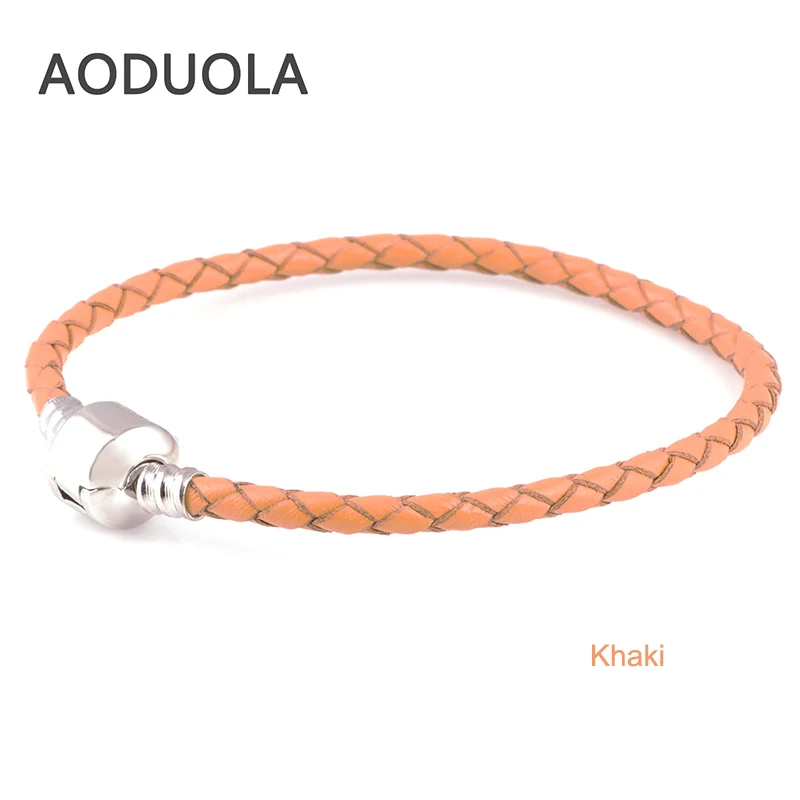 Классический цвет s Натуральная Кожа DIY браслет цепь серебряный зажимы браслеты