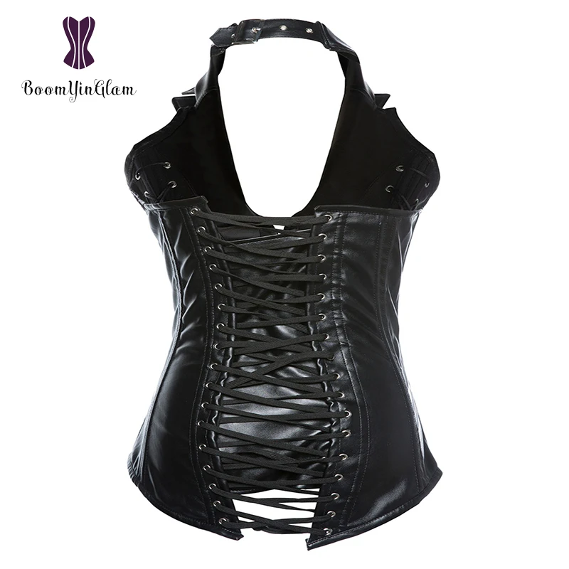 Женский удлиненный корсет из искусственной кожи с V образным вырезом 915 #|leather