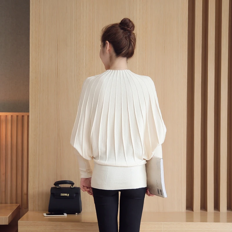 Mode Femme Automne Модные осенние зимние женские вязаные свитера и пуловеры с рукавом «летучая мышь», Длинная вязаная одежда Chandail Femme