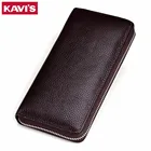 Длинный кошелек KAVIS из натуральной кожи для мужчин и женщин Cuzdan с застежкой-молнией для женщин и женщин