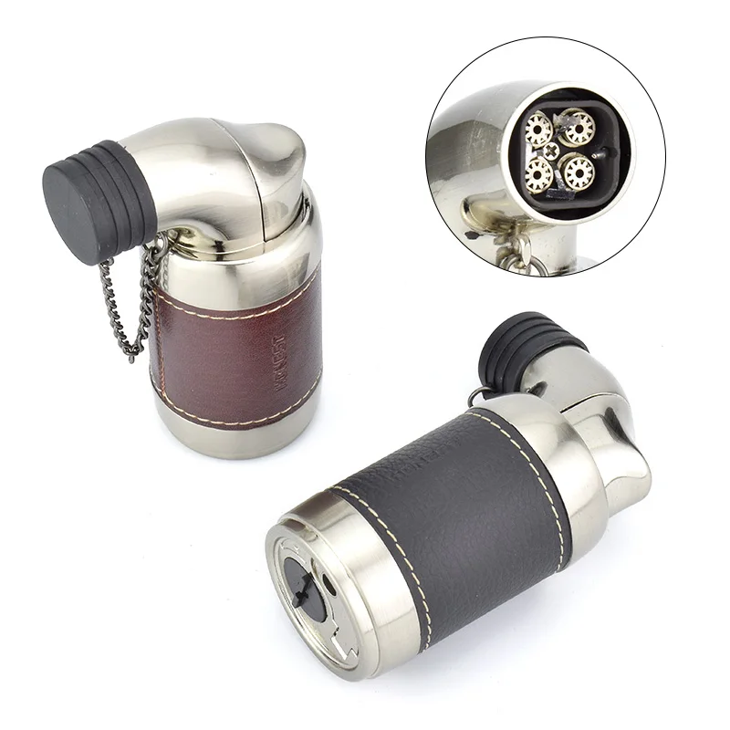 Первоклассная черная/коричневая 4 Зажигалка для сигарет JET FLAME металлическая