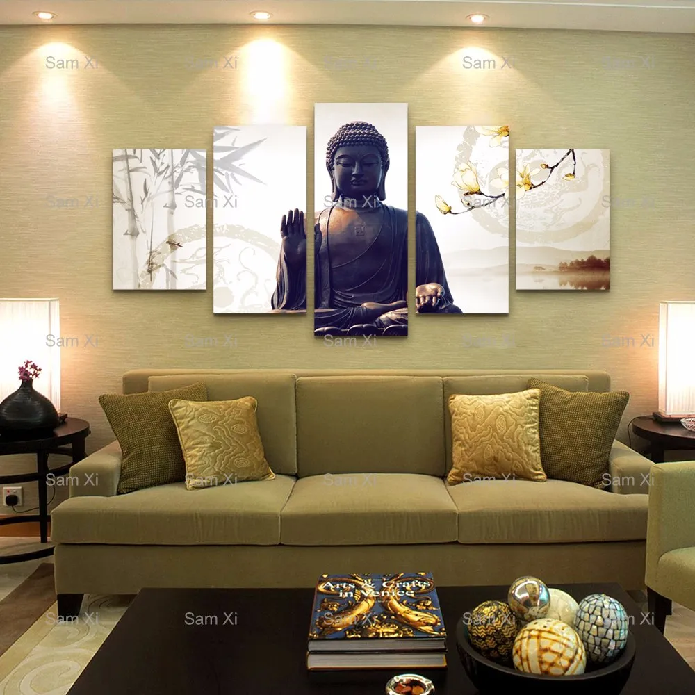 Приносите удачу буддийские убеждения 5 шт. холст картина будды декоративные
