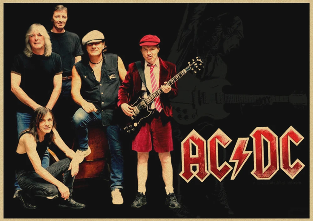 Рок-Группа ACDC Malcolm Angus крафт-бумага винтажный настенный плакат стикер - Цвет: Светло-зеленый