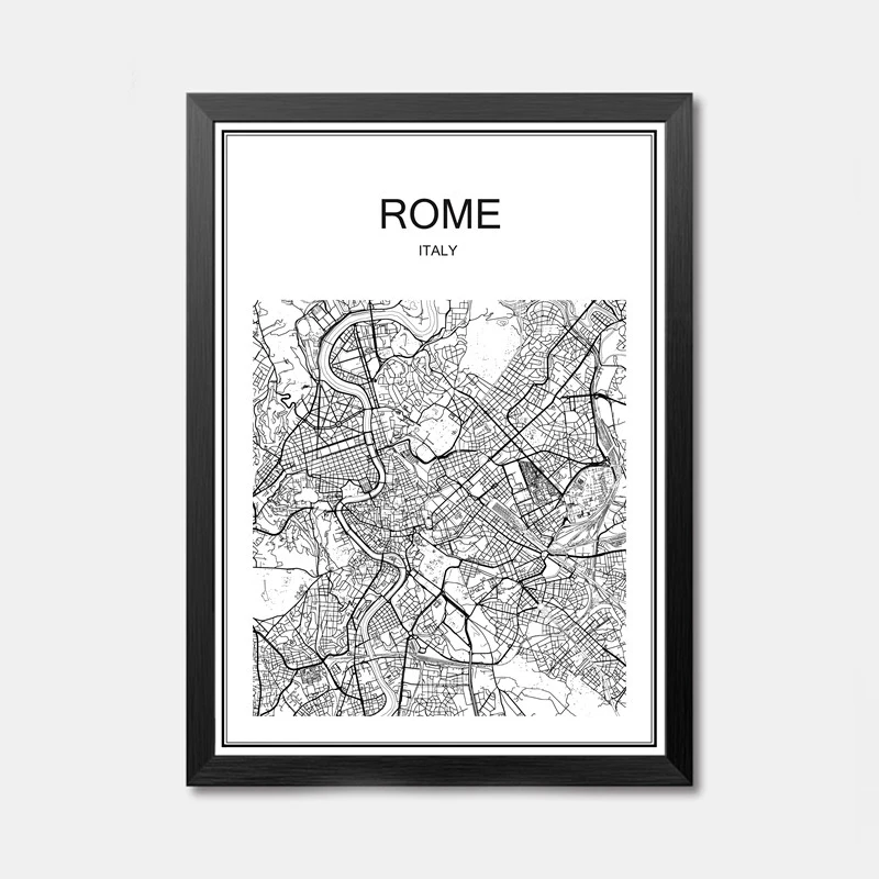 ROME Карта всемирно известных городов абстрактное плакат искусство крафт-бумажный постер для бара/Кафе Ретро Эскиз художественное оформление роспись Наклейка на стену 42x30 см - Цвет: ROME