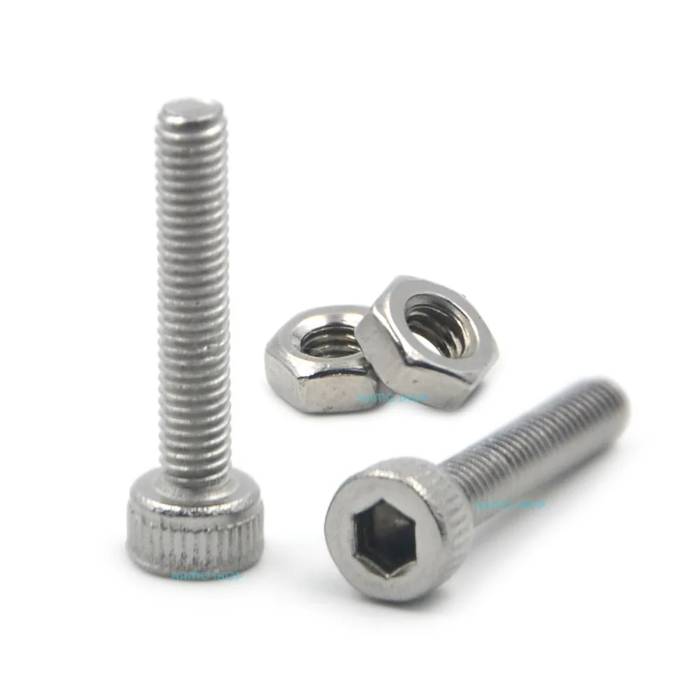 

50pcs M3x16mm Stainless Steel Allen Hex Socket Head Cap Fastener Thread Screw Bolts + 50pcs M3 Nuts