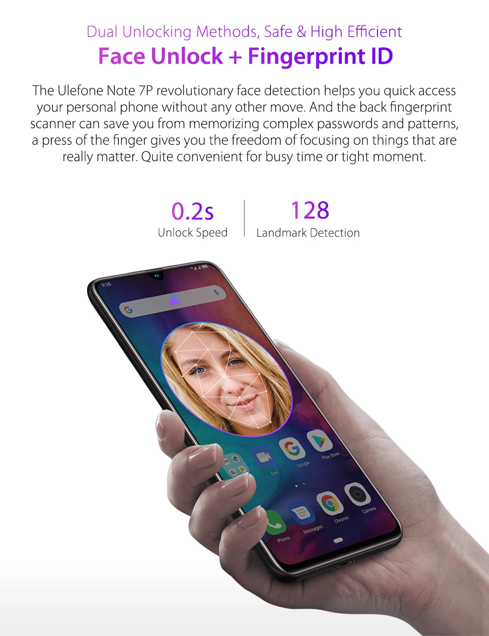 Смартфон Ulefone Note 7 P, Android 9,0, четырехъядерный, 3500 мА/ч, 6,1 дюймов, экран в виде капли воды, 3 Гб+ 32 ГБ, мобильный телефон, разблокировка лица
