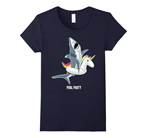 Вечеринка в бассейне Единорог поплавок смешная Акула футболки модный бренд Harajuku