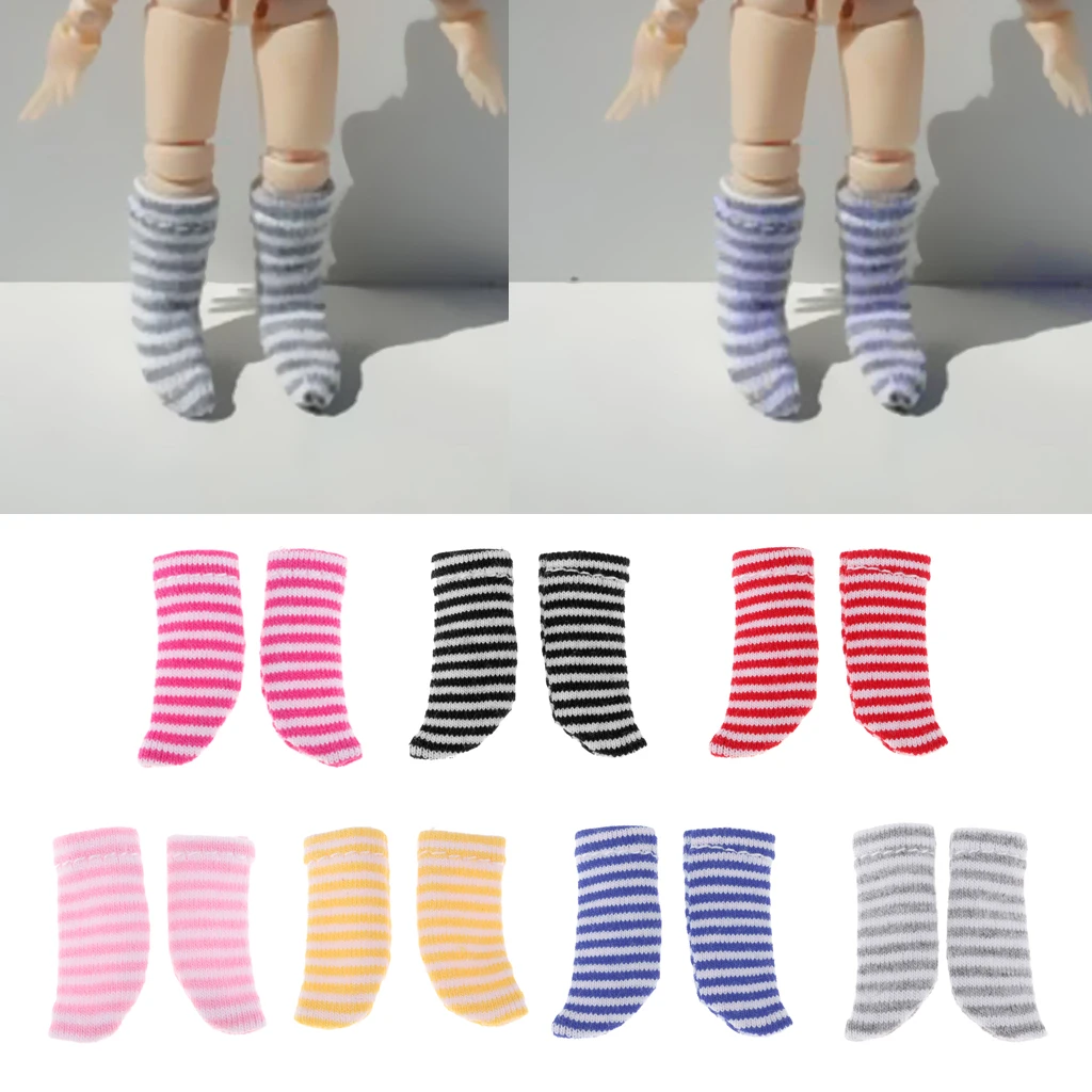 7 цветов стильные полосатые носки наряд для OB11 Obitsu11 Mini Blythe 1/12 BJD куклы аксессуары