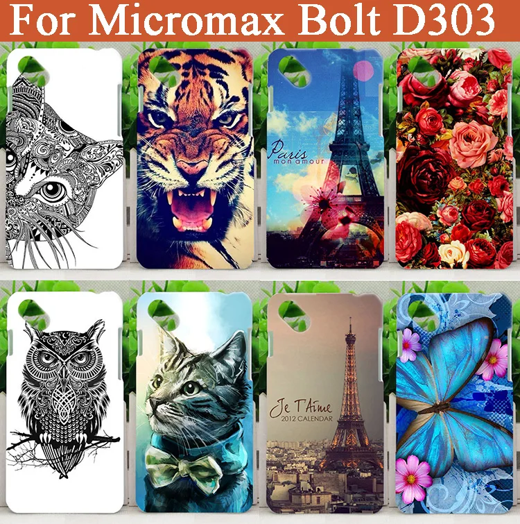 Высококачественный цветной чехол из ТПУ С Рисунком Тигра и розы для Micromax Bolt D303