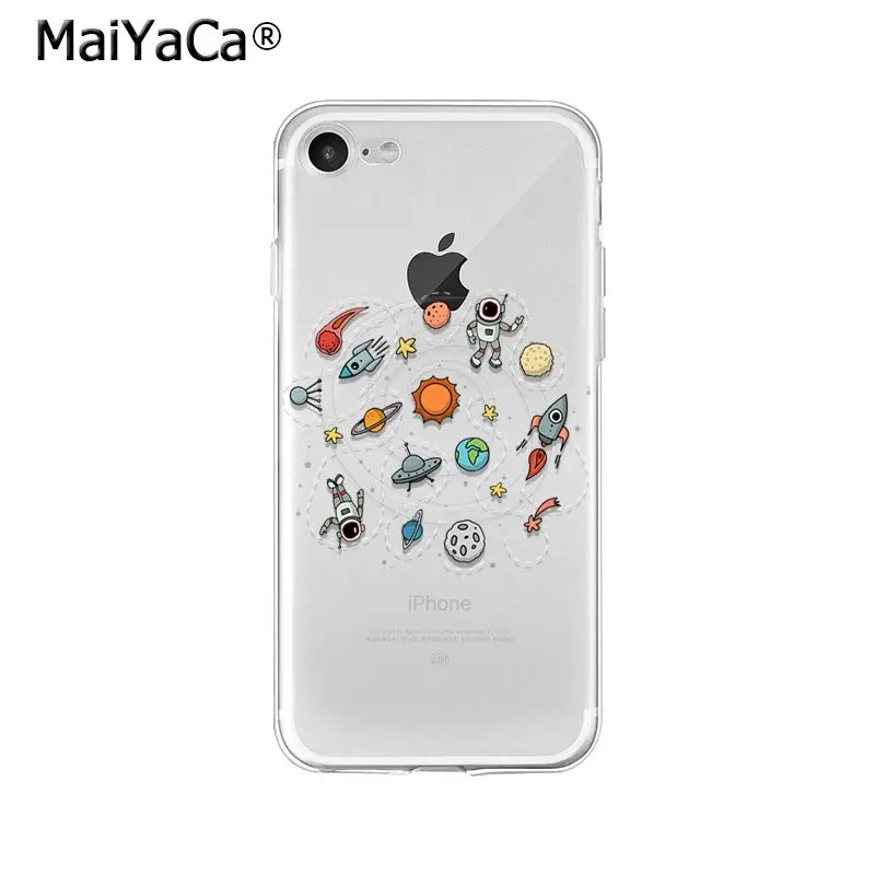 Мягкий силиконовый чехол для телефона MaiYaCa Astronaut rocket planet space из ТПУ Apple iPhone 8 7 6 6S Plus X