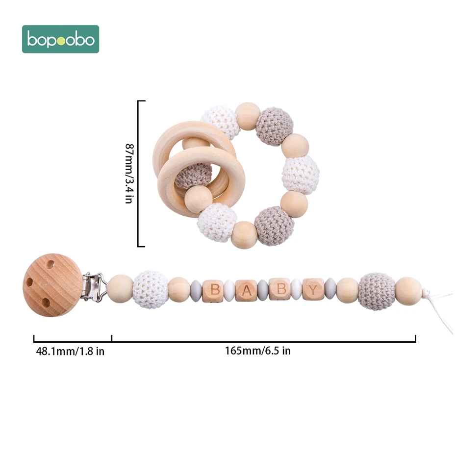 Elephant Set 1 Bopobo/детский Прорезыватель для зубов; детская коляска с силиконовыми бусинами для активного отдыха; персональный фиксатор; цепочка для соски; погремушка; держатель для пустышки; деревянный Прорезыватель - Цвет: Elephant Set 1