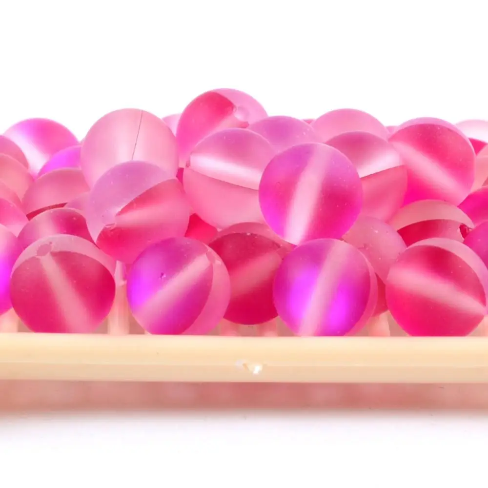 Matte Fuchsia Ассорти натуральный Австрийский Кристалл Лунный Камень Круглые бусины для изготовления ювелирных изделий 6 мм-12 мм блестящие шарики аксессуары - Цвет: Matte Fuchsia