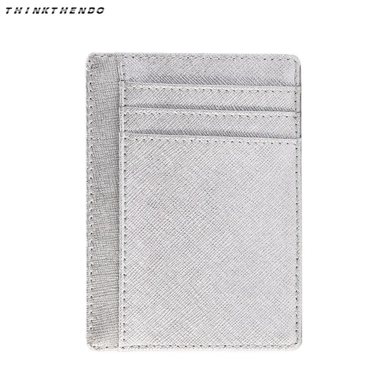 silver THINKTHENDO модный держатель для карт тонкий банковский чехол для кредитных карт ID сумка кошелек с блокировкой RFID Тонкий держатель для карт Чехол для карт - Цвет: silver