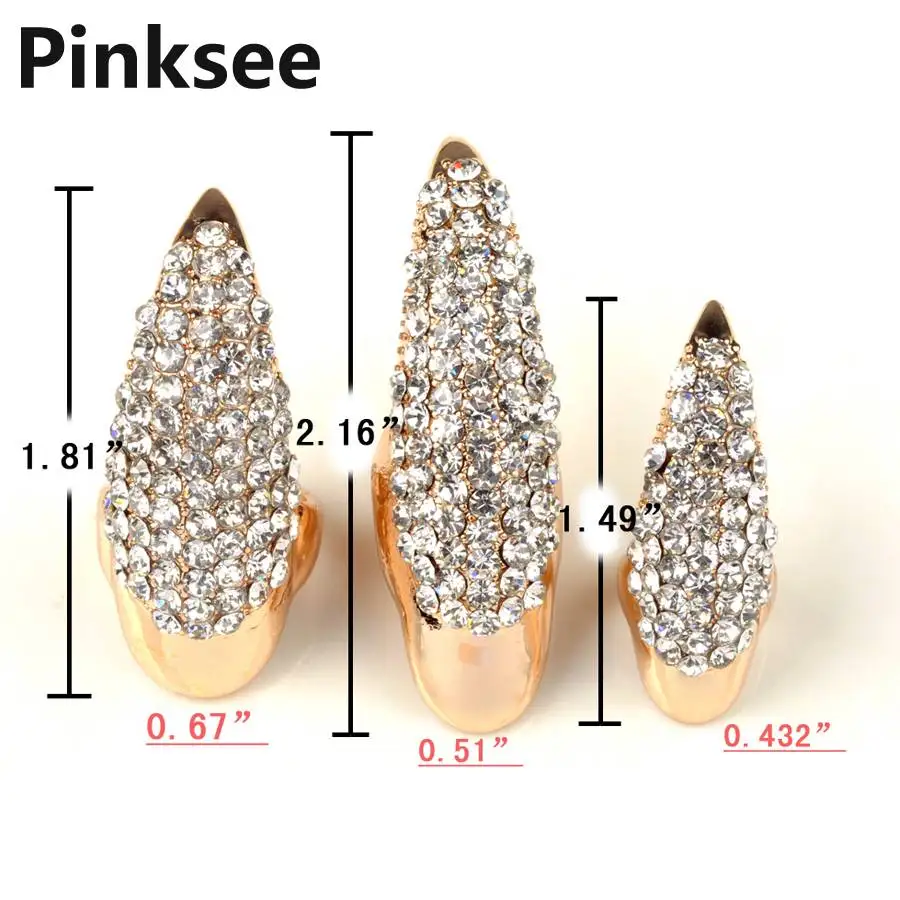 Женские кольца с кристаллами в стиле панк 3 размера 10 шт.|finger nail ring|nail ringclaw ring |