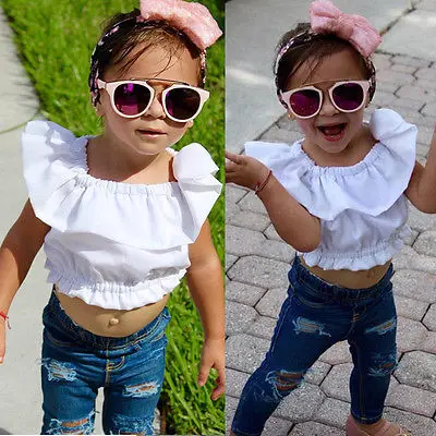 Детские летние топы на бретельках для маленьких девочек белая рубашка блузка +