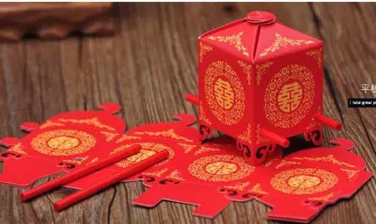 Бесплатная доставка свадебной конфеты подарочные коробки Красный паланкин