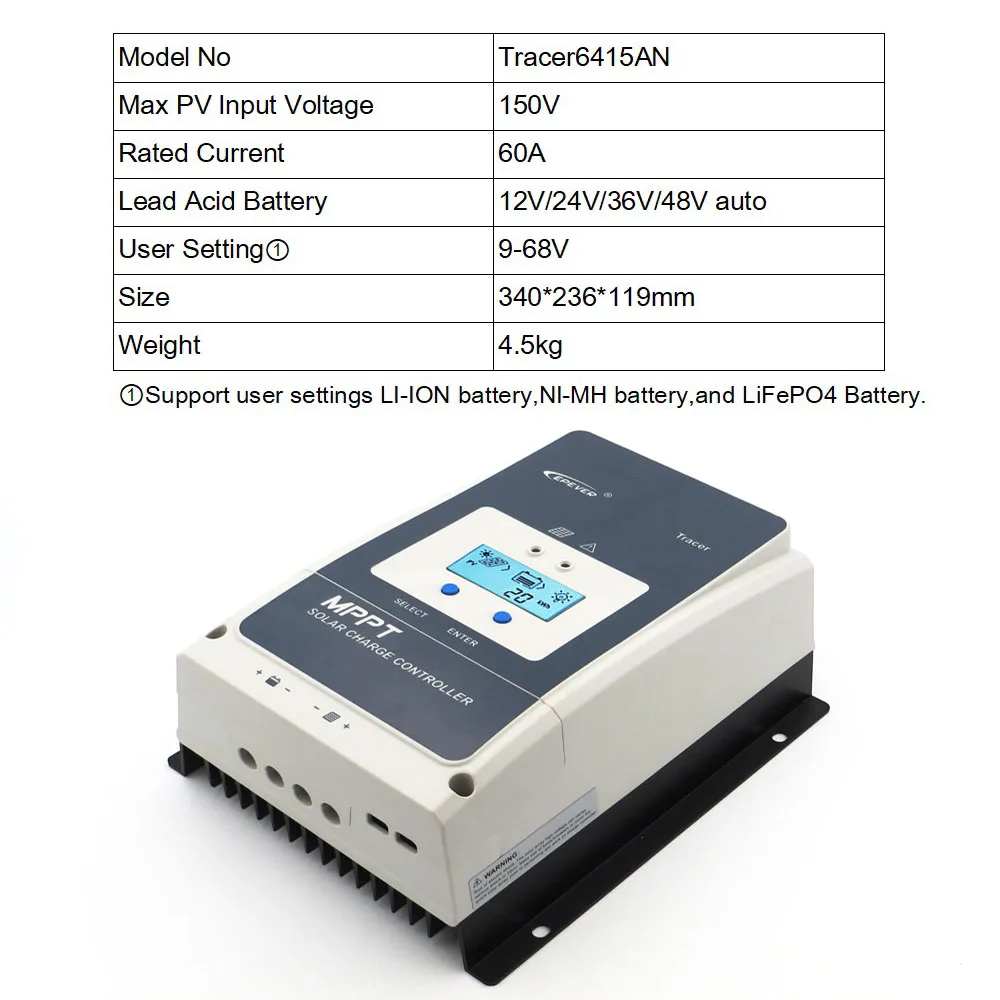 Tracer6415AN Неэлектрифицированная Солнечная Системы Tracer со слежением за максимальной точкой мощности, Батарея за максимальной точкой мощности, Солнечный контроллер заряда 10/20 Вт, 30 Вт/40/50/60/80/100A Зарядное устройство регулятор панель солнечных батарей - Цвет: Tracer6415AN